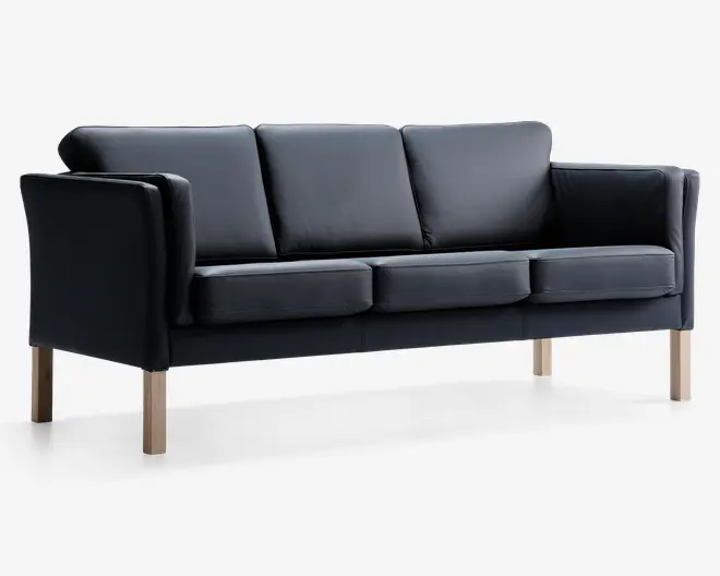 Sofa 3 pers. klassisk design sort læder