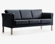 Sofa 3 pers. klassisk design sort læder