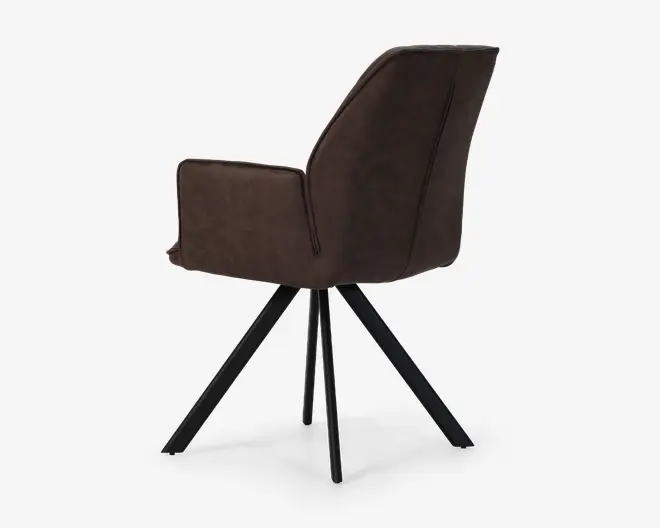 Spisebordsstol med armlæn brun