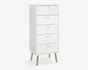Kommode Bodo med 5 skuffer hvid