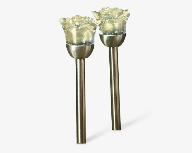 Solcelle blomst på spyd sæt af 4 stk. 