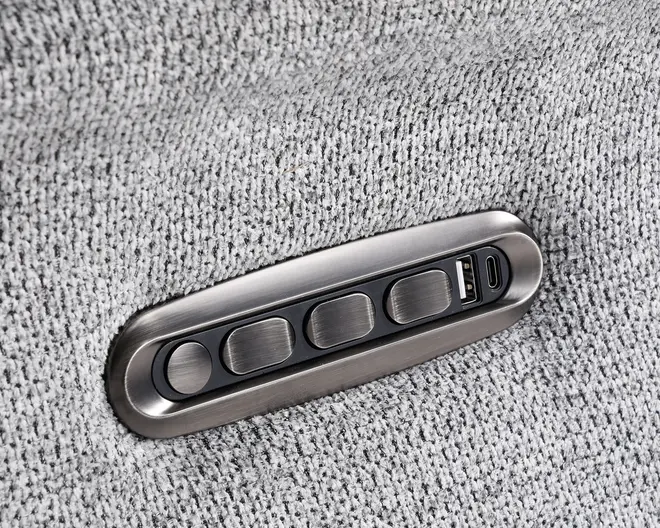 Drejestol m/indbygget fodskammel grå stof