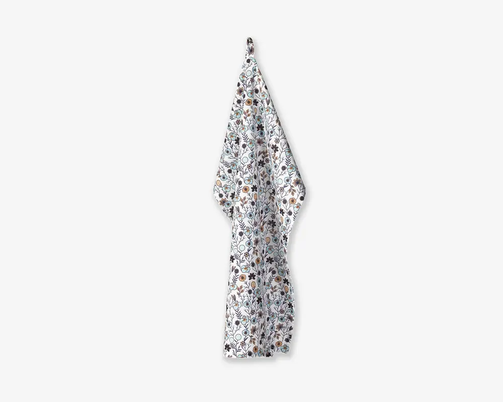 Viskestykke blomster hvid/brun/blå 50x70 cm 