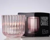 Lyngby fyrfadsstage glas pink H.6,5 cm