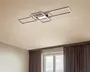 Loftmonteret lampe med et moderne geometrisk design bestående af flere krydsende rektangulære rammer. Lampen har en elegant, metallisk finish og indbyggede LED-lys, som giver et klart og jævnt lys. Det minimalistiske udtryk gør den velegnet til moderne indretning.