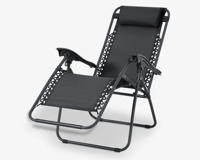 Havestol med nakkepude og fodstøtte