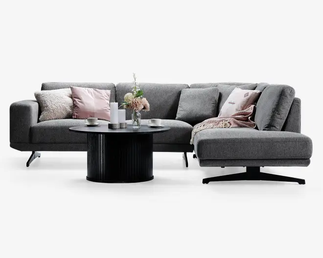 Sofa m. åben afslutning grå højrevendt