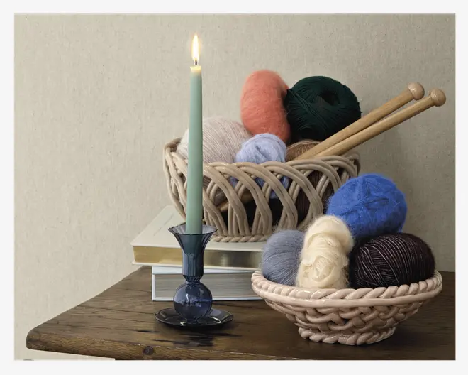 Lysestage Tulip Blå H.11,5 cm