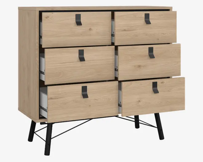 Kommode Ry m. 6 skuffer eg