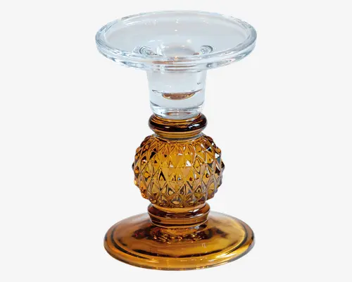 Lysestage Klar/Amber H.13 cm