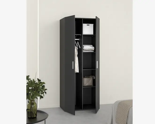 Garderobeskab sort med 2 låger