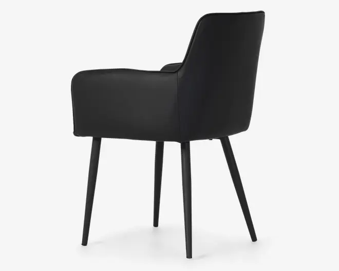 Spisebordsstol med armlæn i sort kunstlæder