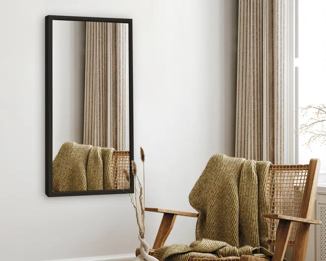 Spejl Gallery sort træ 40x80 cm 