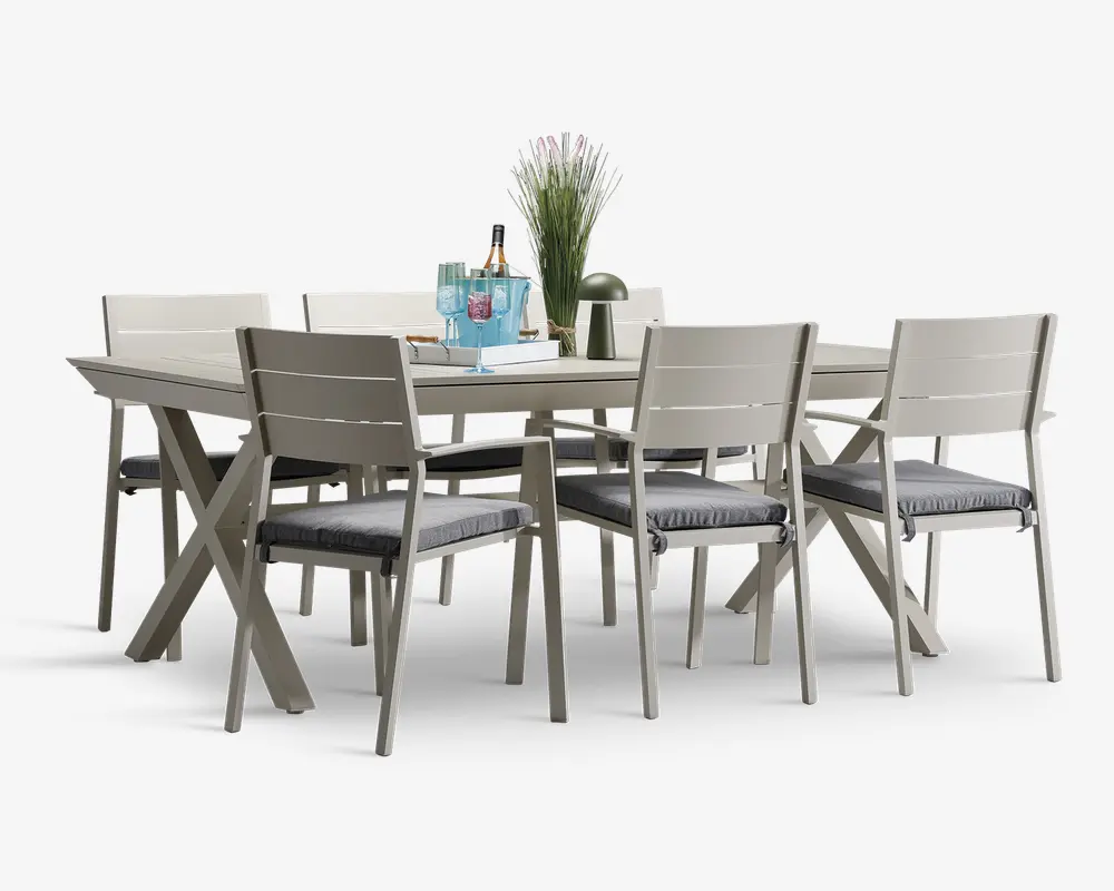 Havestol creme aluminium m/hynde