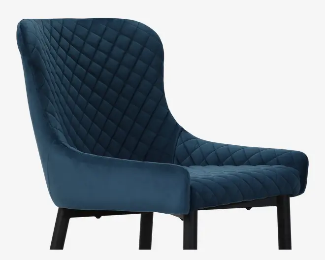 Spisebordsstol i blå velour