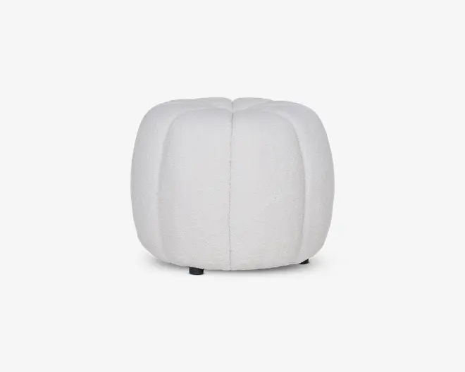 Puf hvid boucle stof